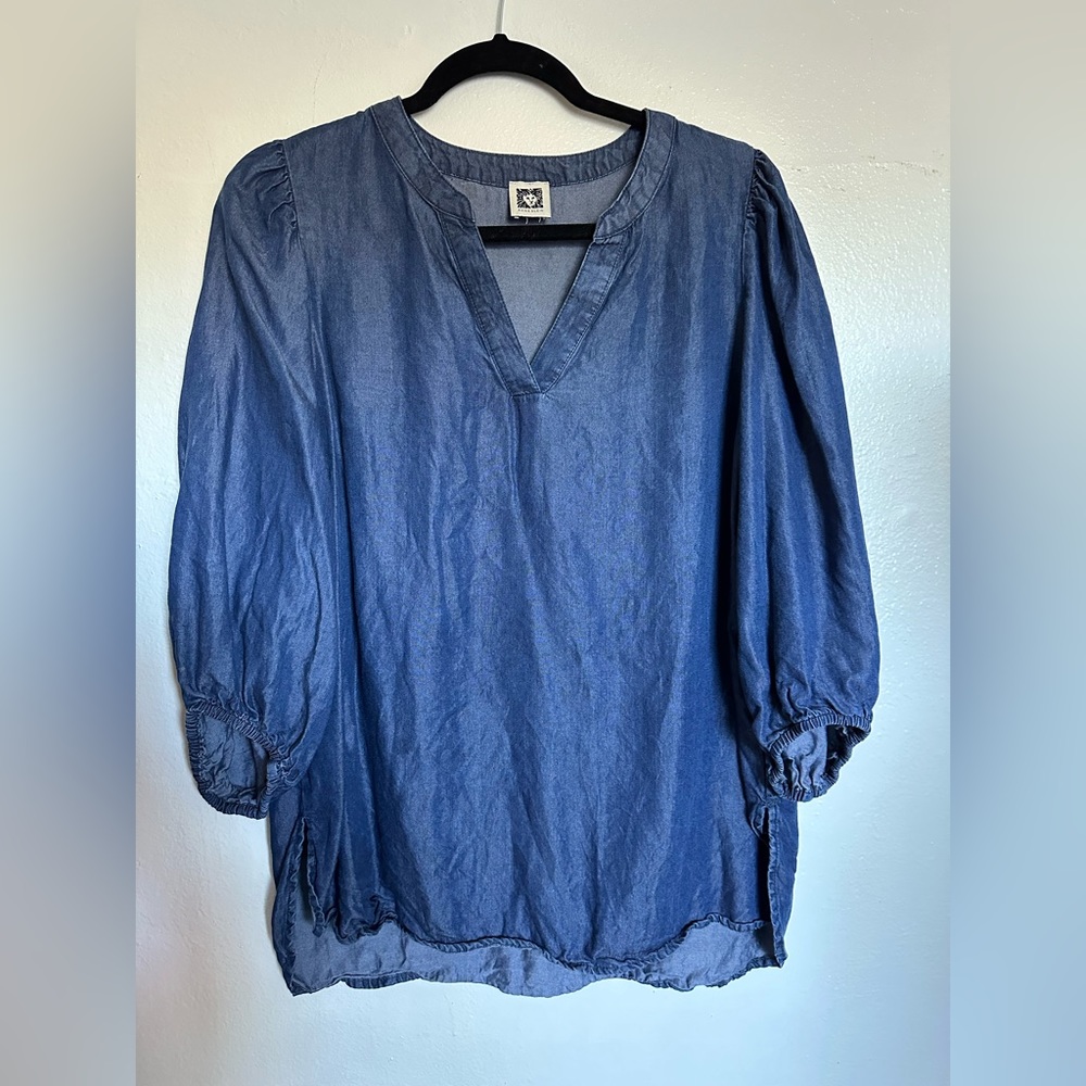Ann Klein Jean blouse, S oversized.